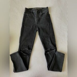American Eagle Outfitters Super Stretch Black Skinny Jeans Sz 0 Short length